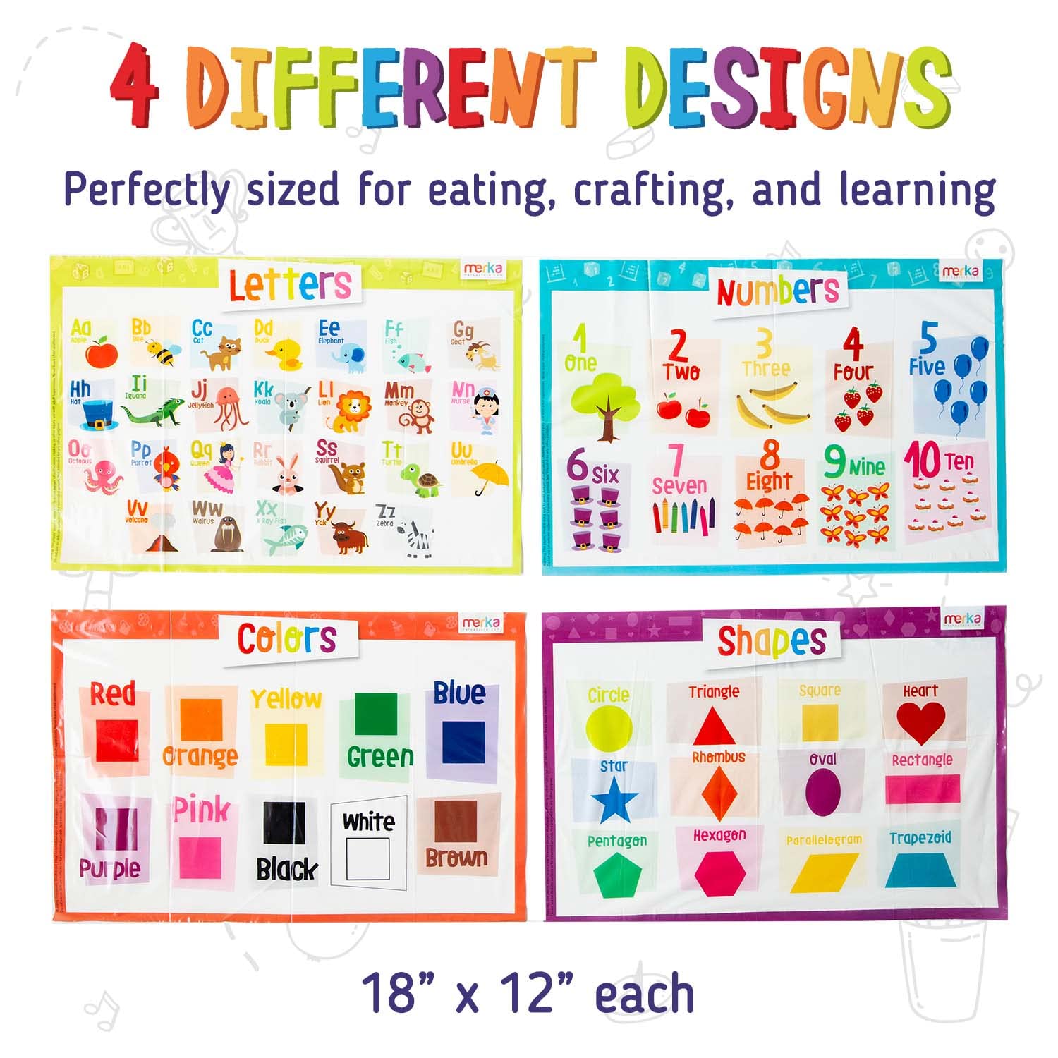 Merka holiday-themed placemats to brighten festive tables and simplify cleanup afterward.