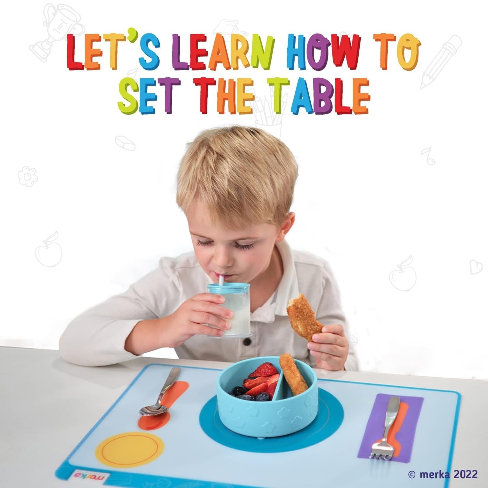 Merka silicone placemats are reusable and dishwasher-safe.