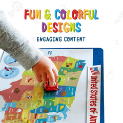 Merka United States Map Placemat features a colorful map design that engages kids during meals.