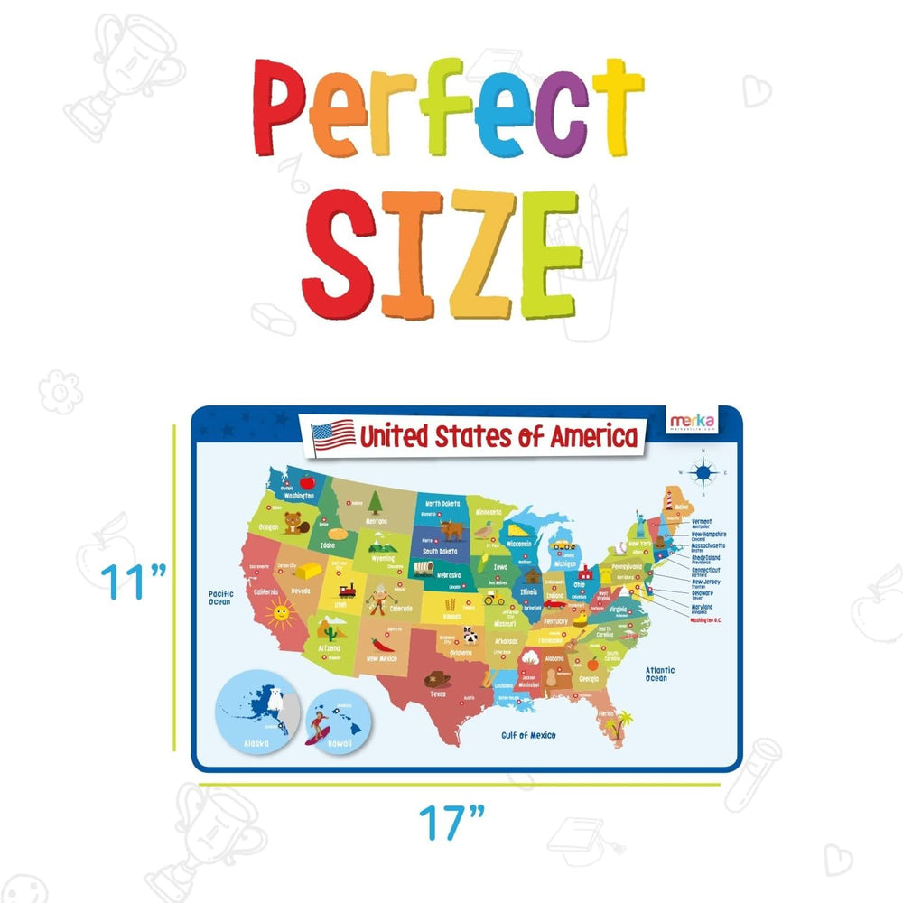 Merka United States Map Placemat is durable and easy to clean for busy family tables.