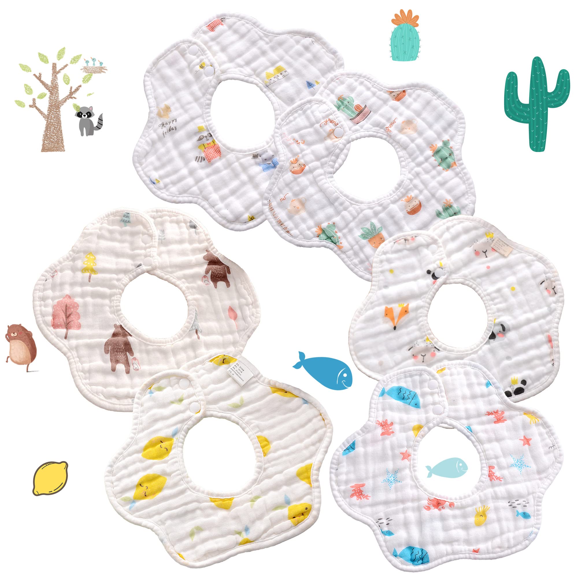 Merlinae Muslin Bibs nickel-free snaps provide safe adjustable fit