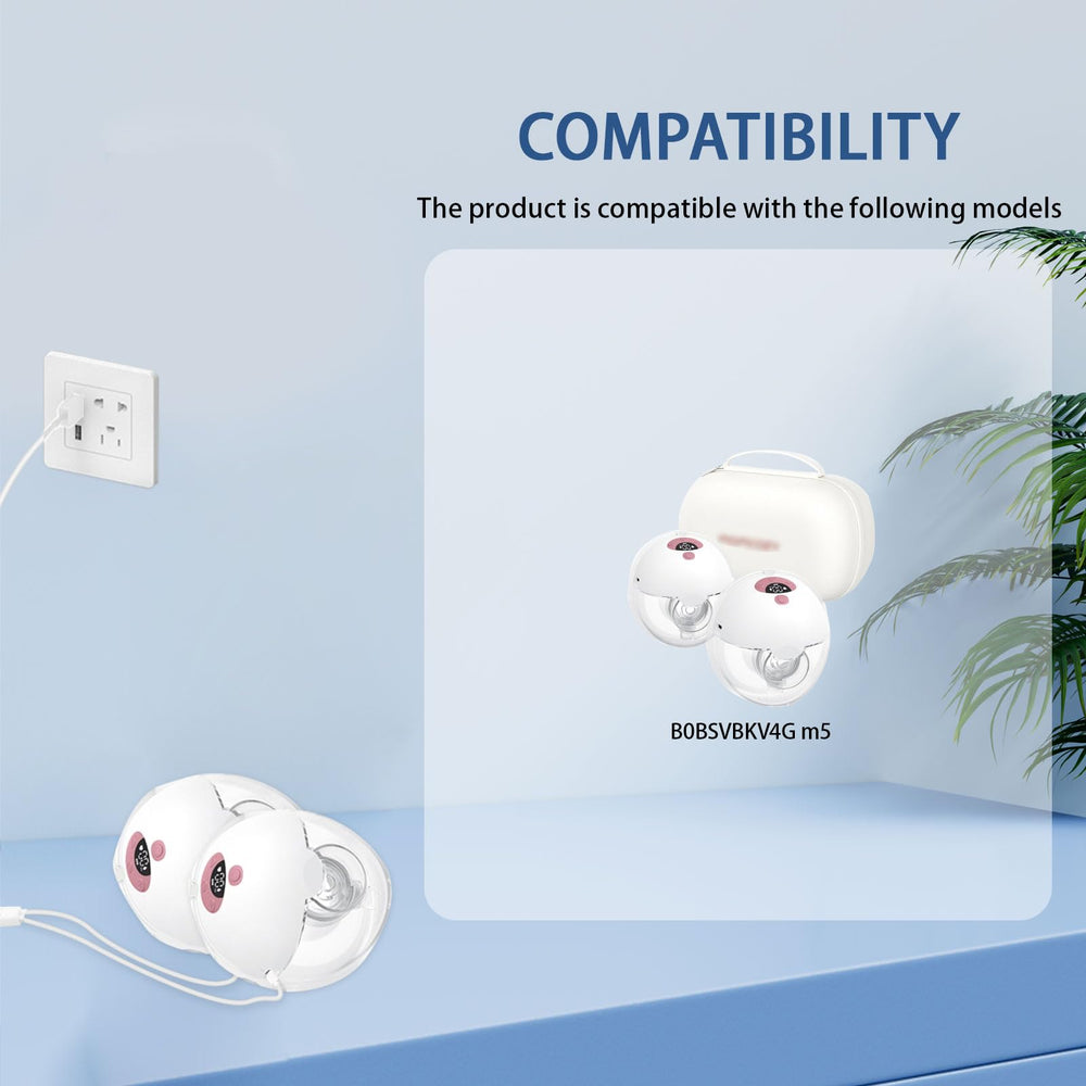 MEROM charger 4.9ft cord length view highlights flexible placement during feeds.