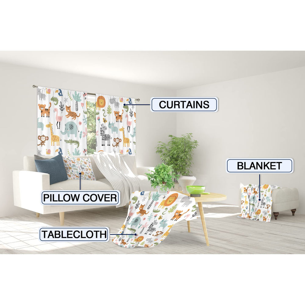 MESHELLY Kids Safari Curtains drapery-setup demonstrates easy hanging with rod-pocket design.