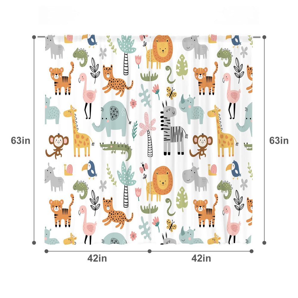 MESHELLY Kids Safari Curtains lion-print-closeup highlights friendly wildlife motif and easy-care polyester.