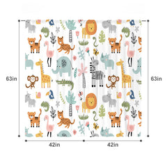 MESHELLY Kids Safari Curtains lion-print-closeup highlights friendly wildlife motif and easy-care polyester.