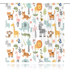 MESHELLY Kids Safari Curtains panel 2 showcase vivid jungle animals for stimulating imagination and color.
