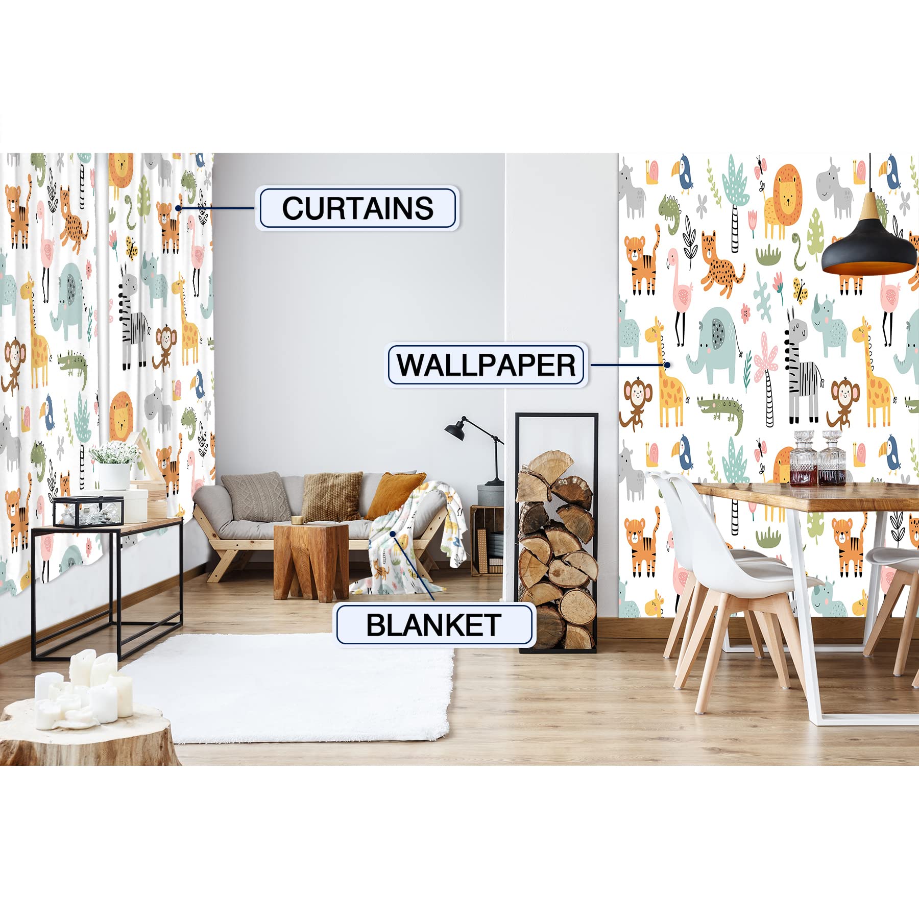 MESHELLY Kids Safari Curtains woodland-ambience captures soft textures and natural lighting for serene rooms.