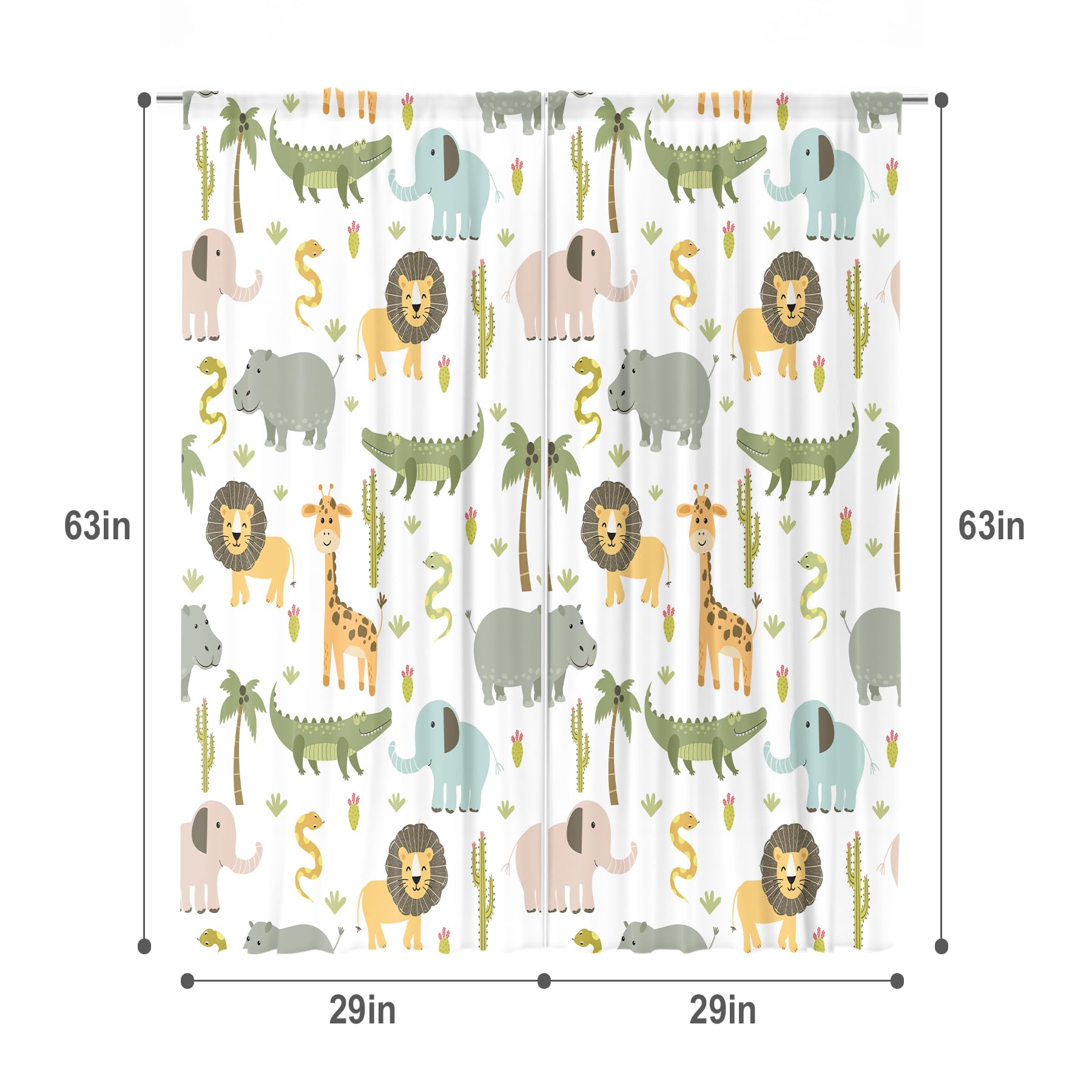 MESHELLY safari-animals curtains add a playful jungle vibe to kids' rooms.