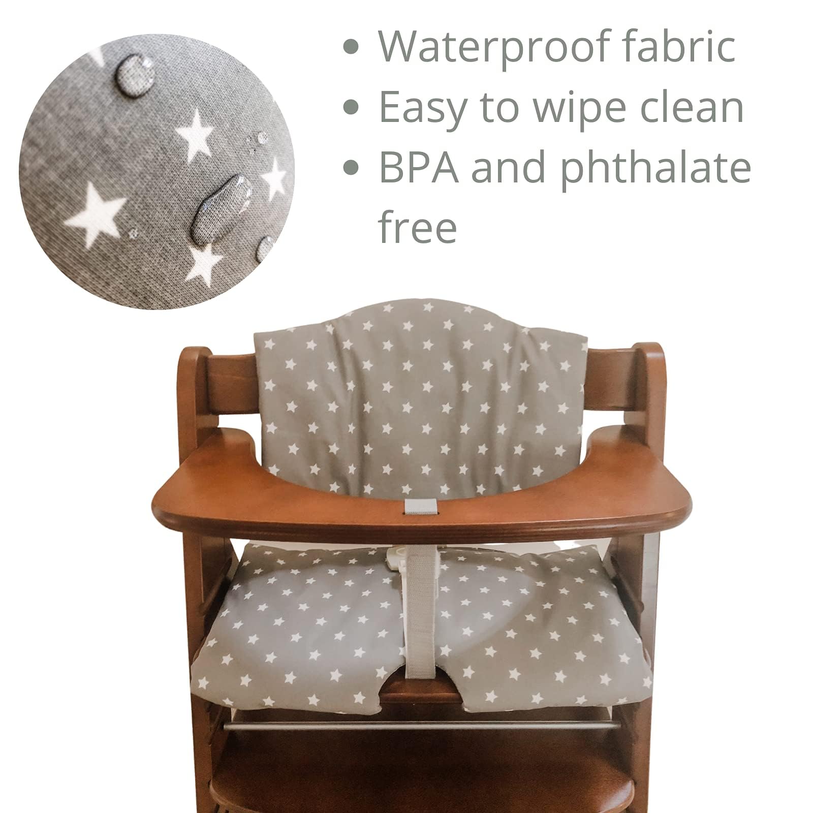 Messy Me highchair cushion tray-compatible design fits with Hauck Alpha Plus tray.