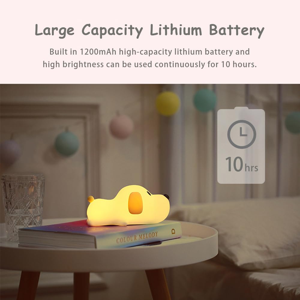 Metanthou LED silicone dog night light placed on bedside table during night reading