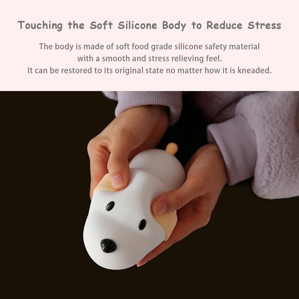 Metanthou LED silicone dog night light close-up shows soft silicone texture and safe design