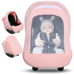 Metplus 2-in-1 baby car seat cover with breathable mesh for airflow on rides