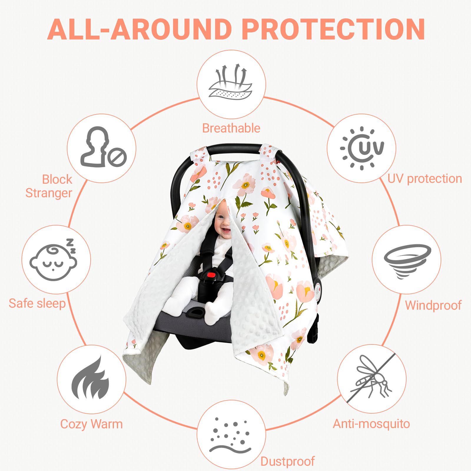 Metplus 2 in 1 cover serves as nursing, stroller, and blanket for on-the-go.