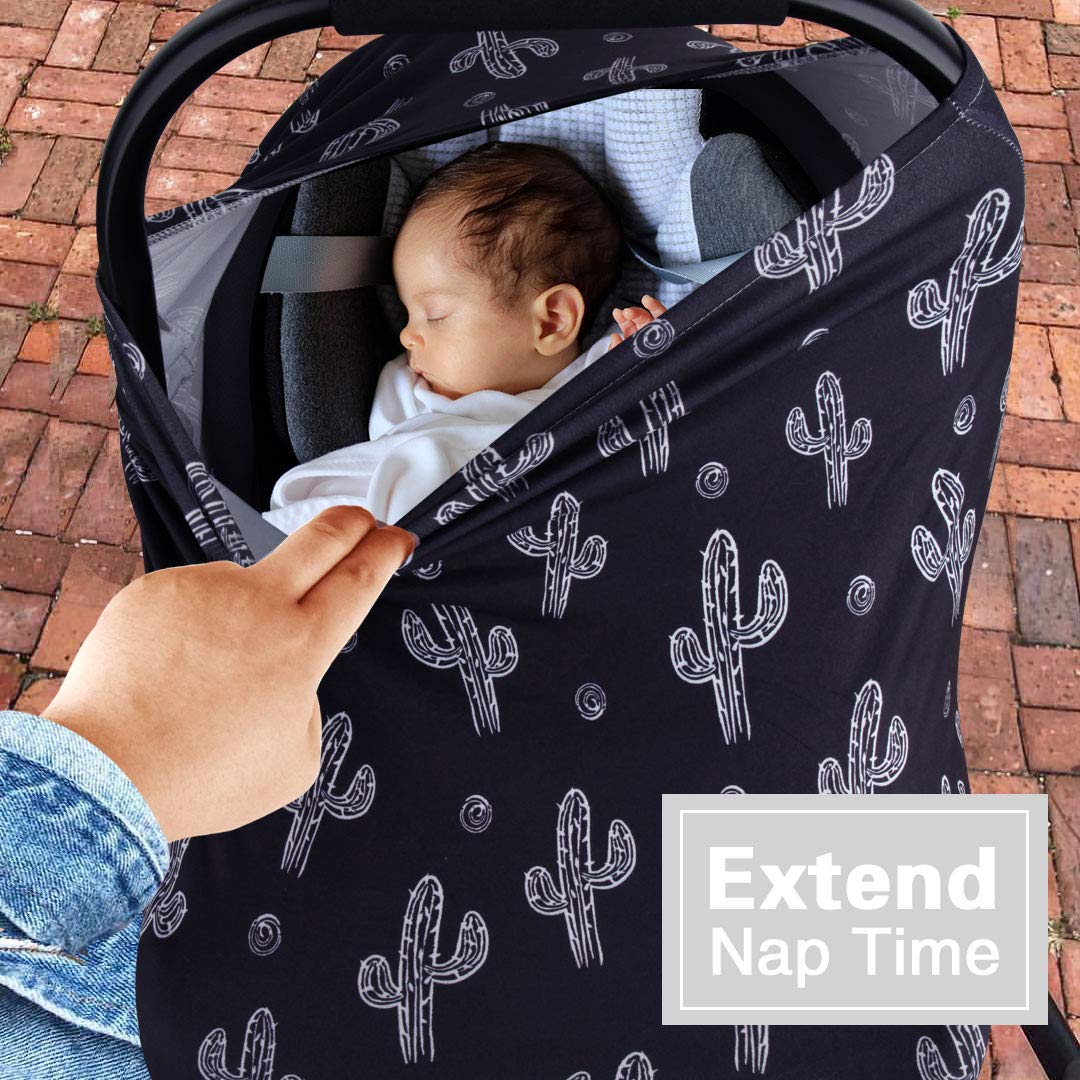 Metplus Baby Canopy Black Cactus provides nursing privacy and sun shield.