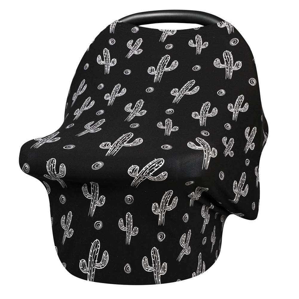 Metplus Baby Car Seat Cover Black Cactus front view provides full coverage and sun protection.
