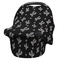 Metplus Baby Car Seat Cover Black Cactus front view provides full coverage and sun protection.