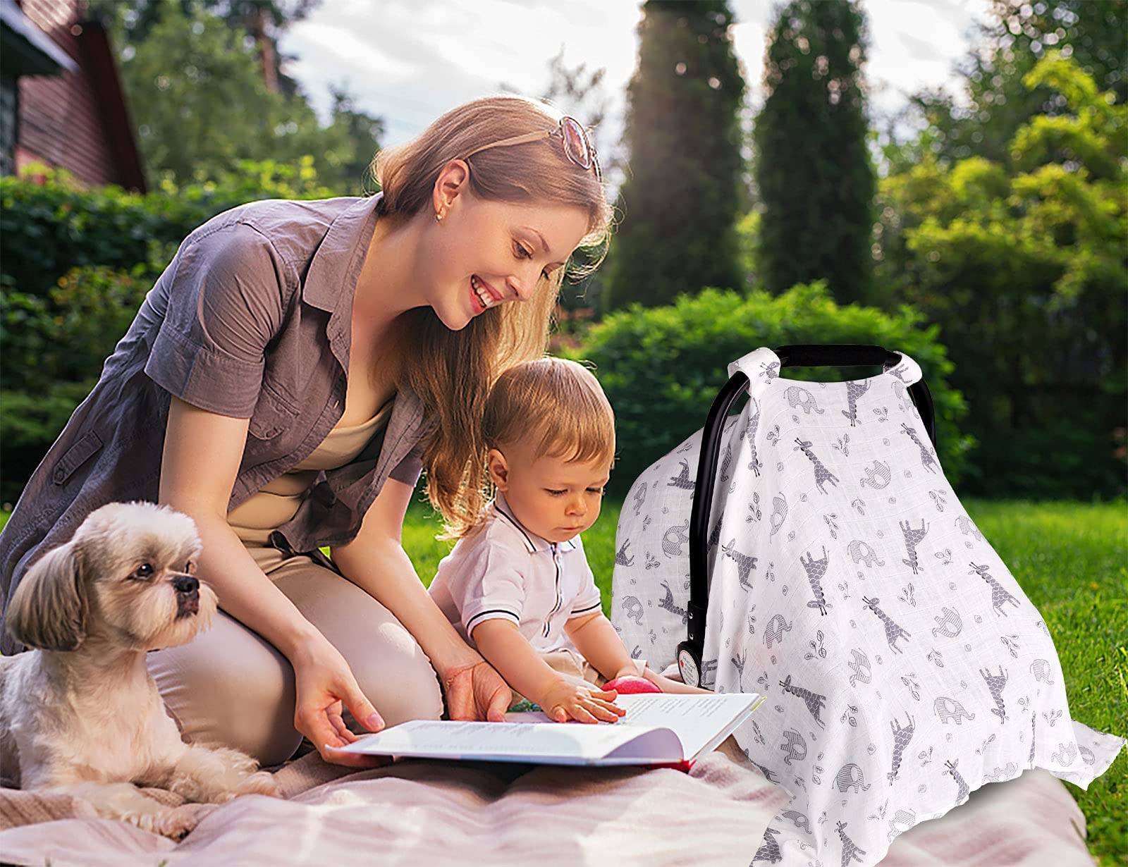 Metplus canopy on a stroller demonstrates versatile sun protection.
