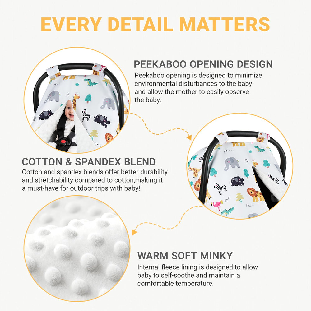 Metplus car seat canopy featuring soft Minky lining for soothing touch