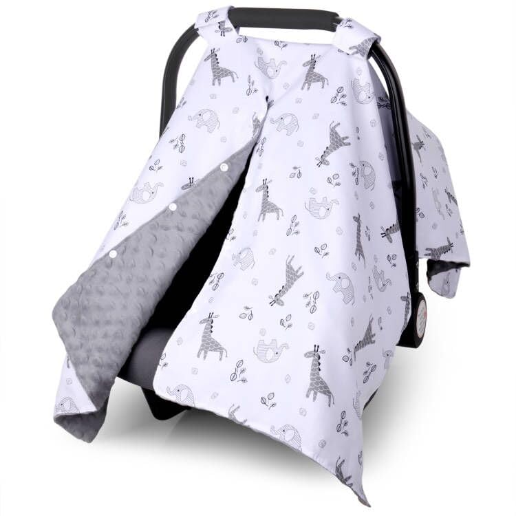 Metplus car seat cover with peekaboo opening for quick, discreet baby checks on the go.