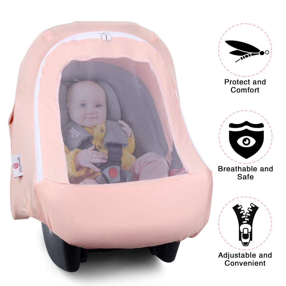 Metplus easy-access infant carrier cover for quick diaper changes on the go