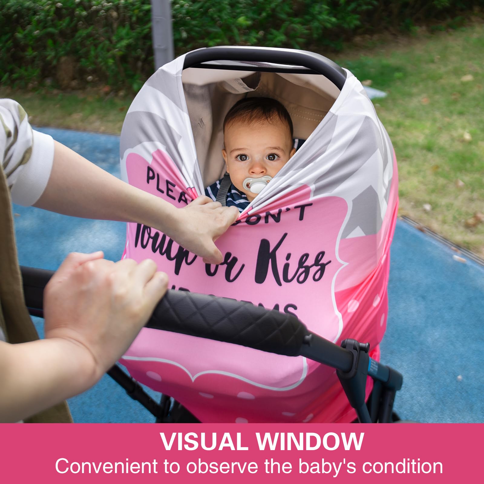 Metplus multi-use car seat cover in stroller mode provides 360° sun and wind protection