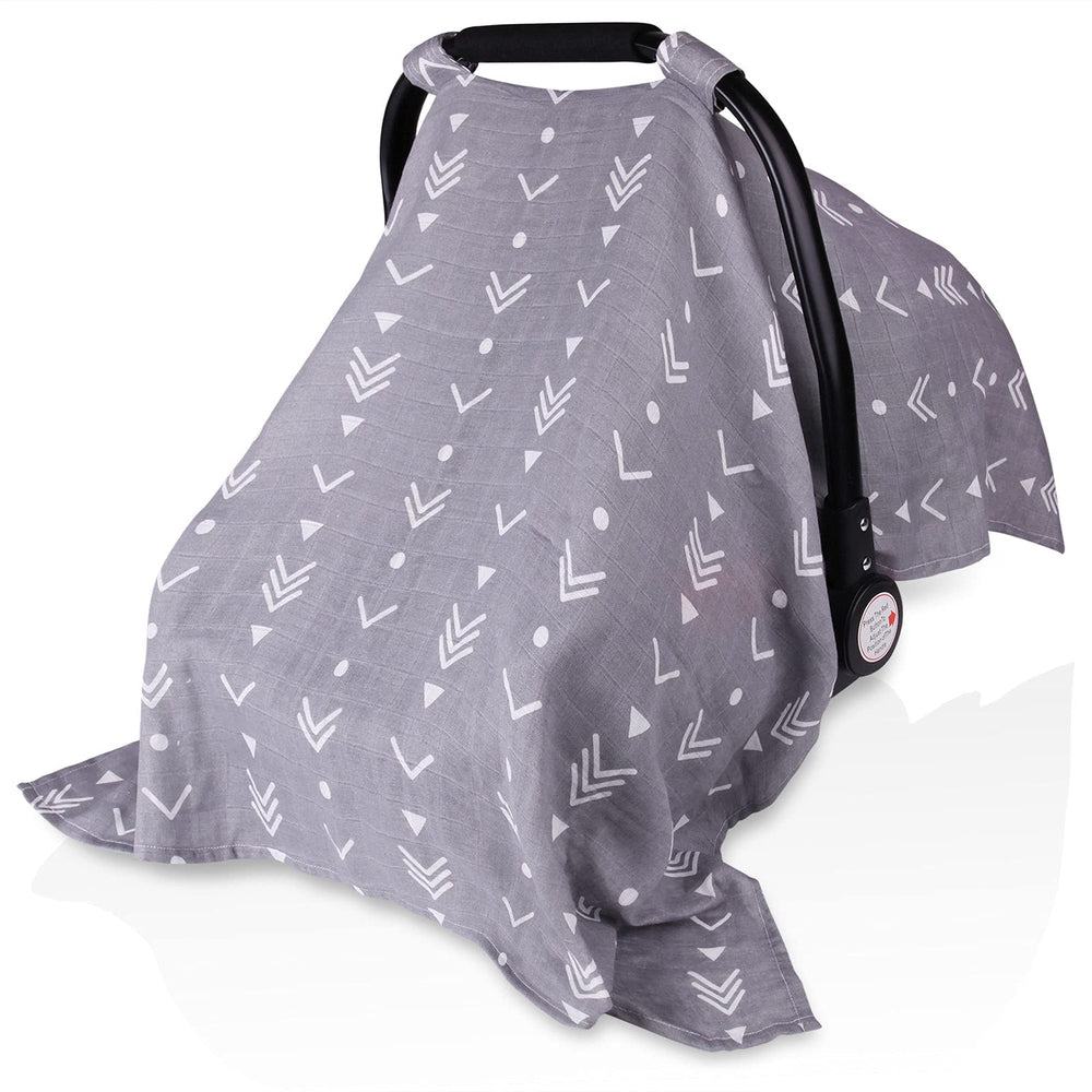 Metplus muslin car seat canopy Arrow offers 360° sun and breeze protection.