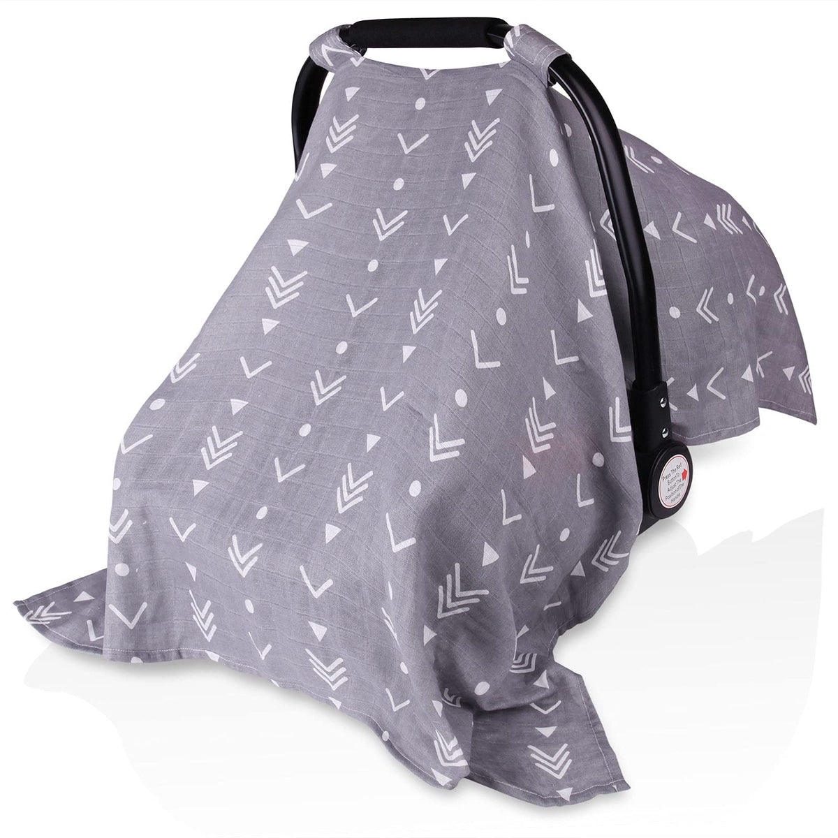 Metplus muslin car seat canopy Arrow offers 360° sun and breeze protection.