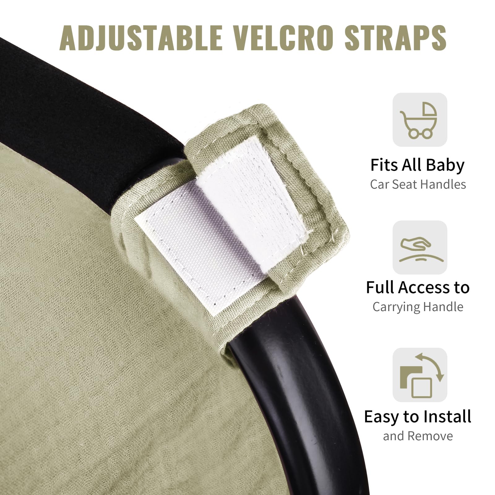 Metplus Muslin car seat cover adjustable straps for a secure fit.