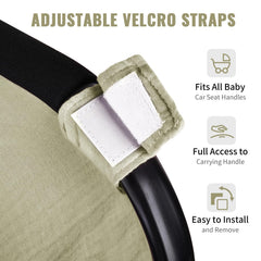 Metplus Muslin car seat cover adjustable straps for a secure fit.