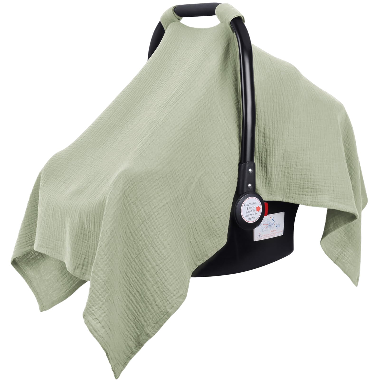 Metplus muslin car-seat cover for baby provides breathable protection on-the-go outings.