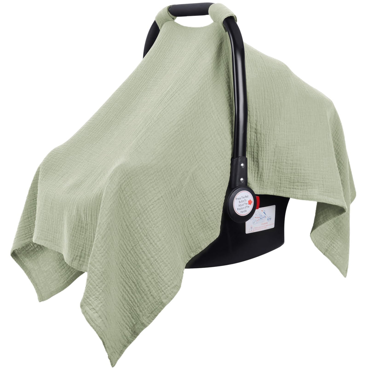 Metplus muslin car-seat cover for baby provides breathable protection on-the-go outings.