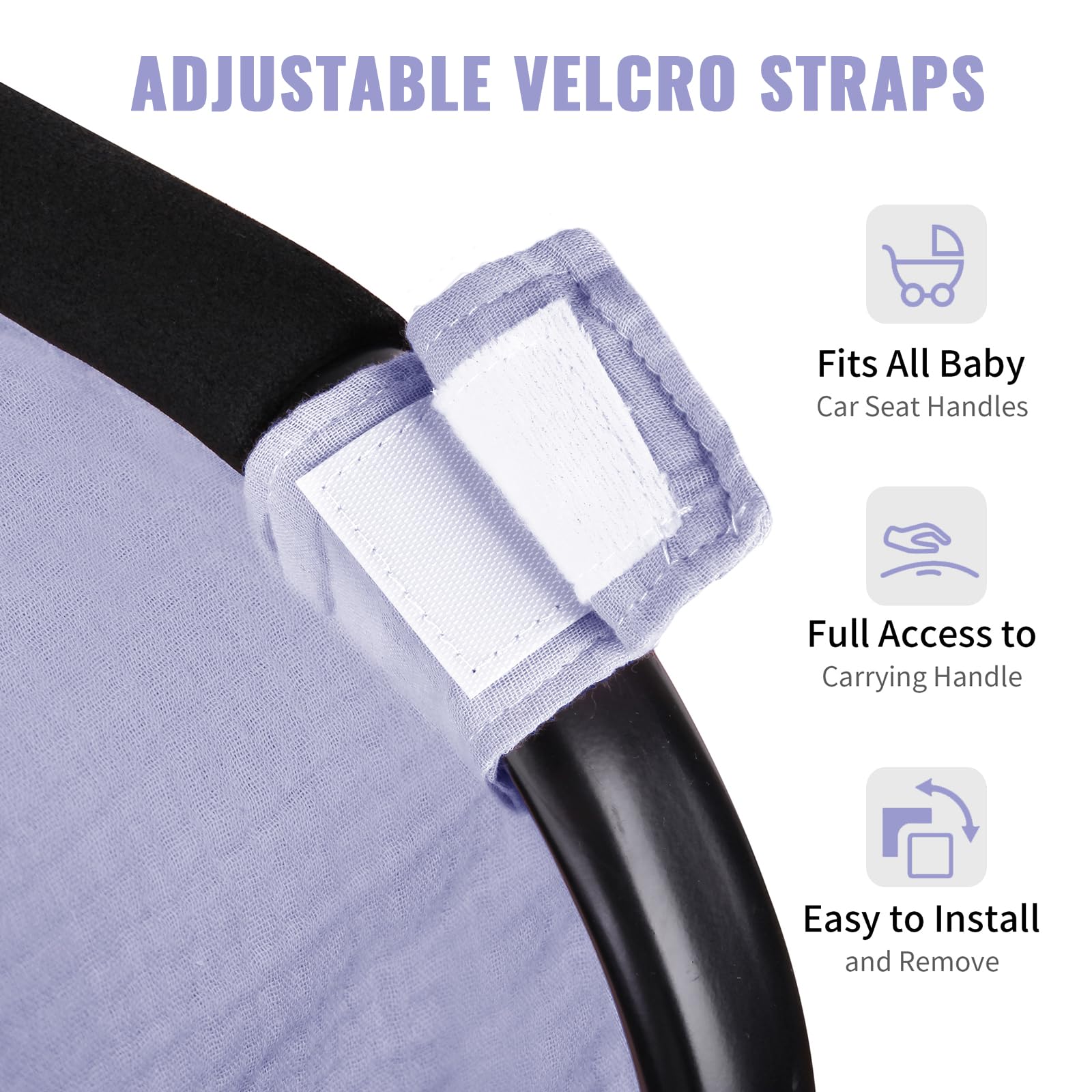 Metplus muslin car-seat cover in use as a canopy for baby sun protection.
