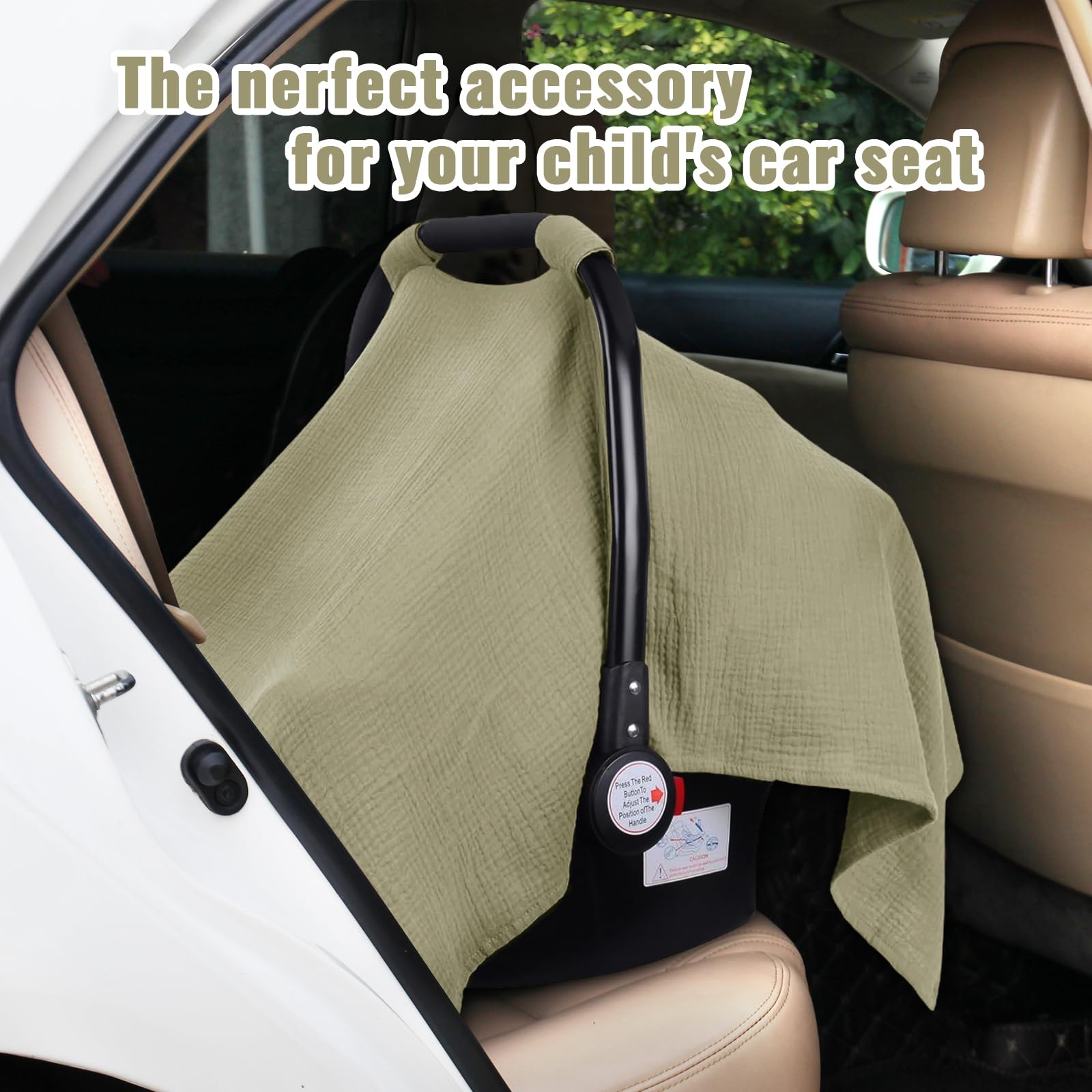 Metplus Muslin car seat cover machine-washable for easy care.