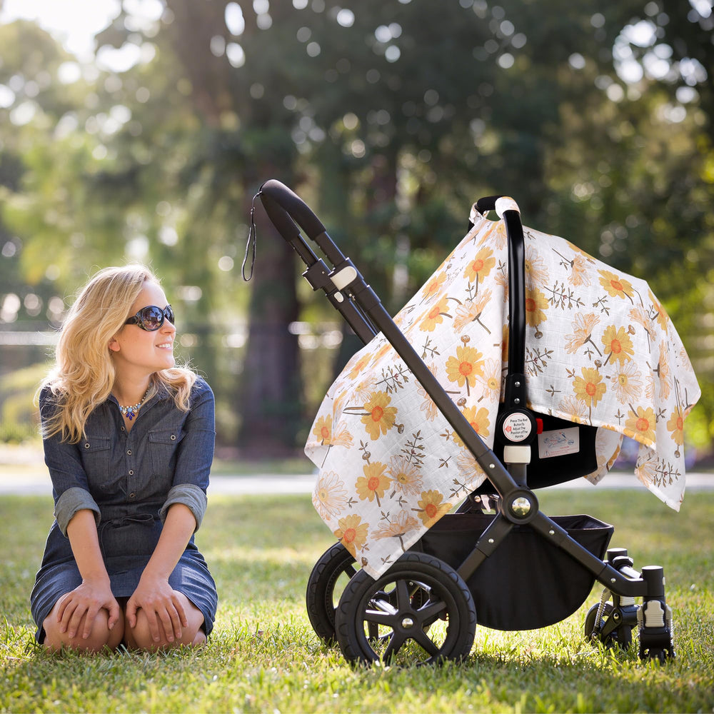 Metplus carseat cover doubles as nursing cover and lightweight blanket