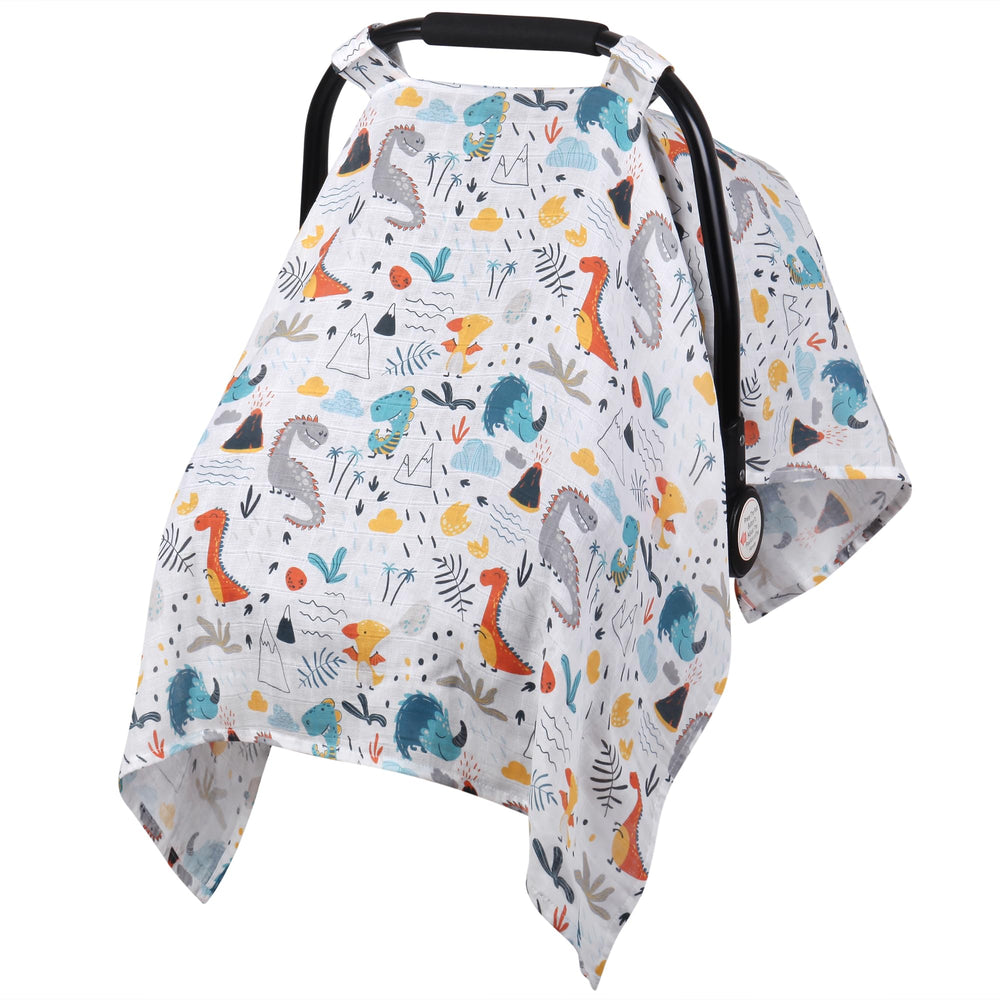 Metplus Muslin Carseat Cover soft canopy shields sun with breathable airflow.