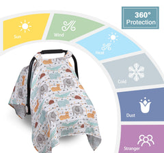 Metplus Muslin Carseat Cover standard carrier fit for most car seats.
