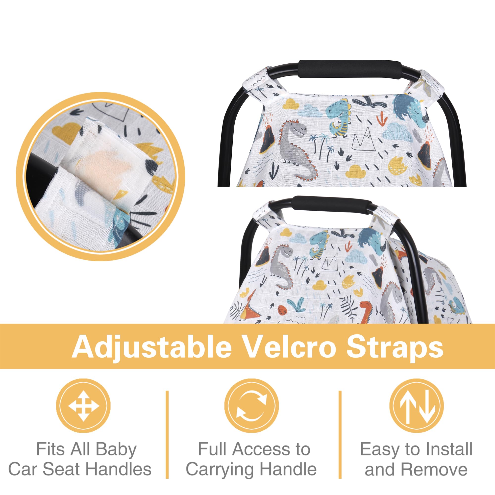 Metplus Muslin Carseat Cover breathable fabric promotes airflow over car seat.