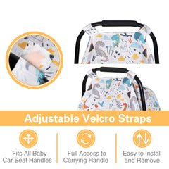 Metplus Muslin Carseat Cover breathable fabric promotes airflow over car seat.