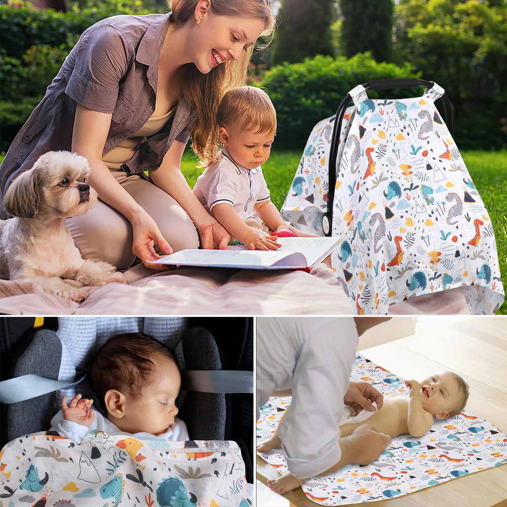 Metplus Muslin Carseat Cover gift-ready design ideal for baby showers.