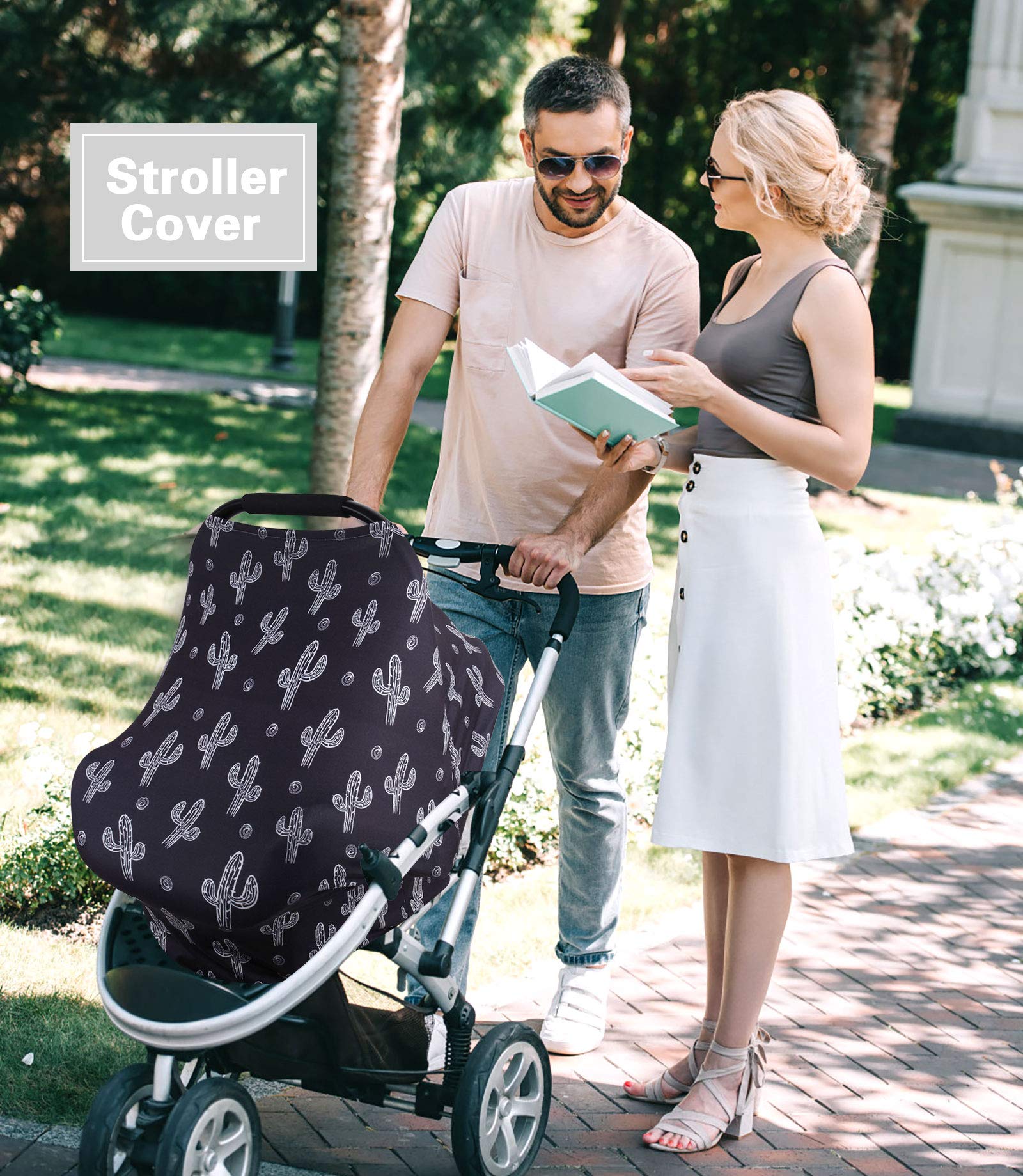 Metplus Nursing Cover Black Cactus offers privacy while breastfeeding in public.