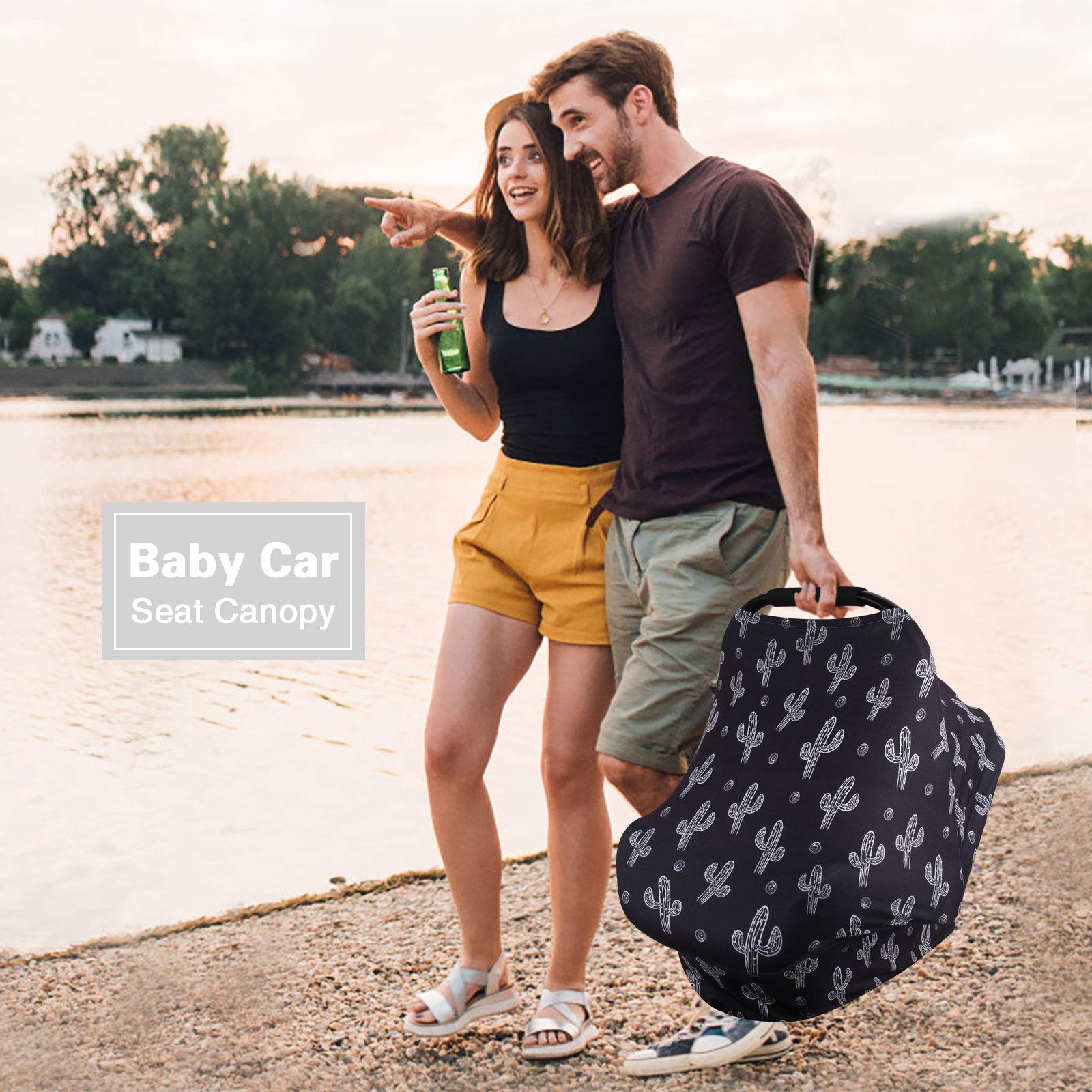 Metplus Stretchy Carrier Cover Black Cactus fits plus-size moms and various car seats.