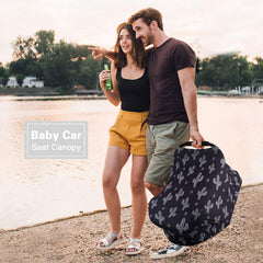 Metplus Stretchy Carrier Cover Black Cactus fits plus-size moms and various car seats.