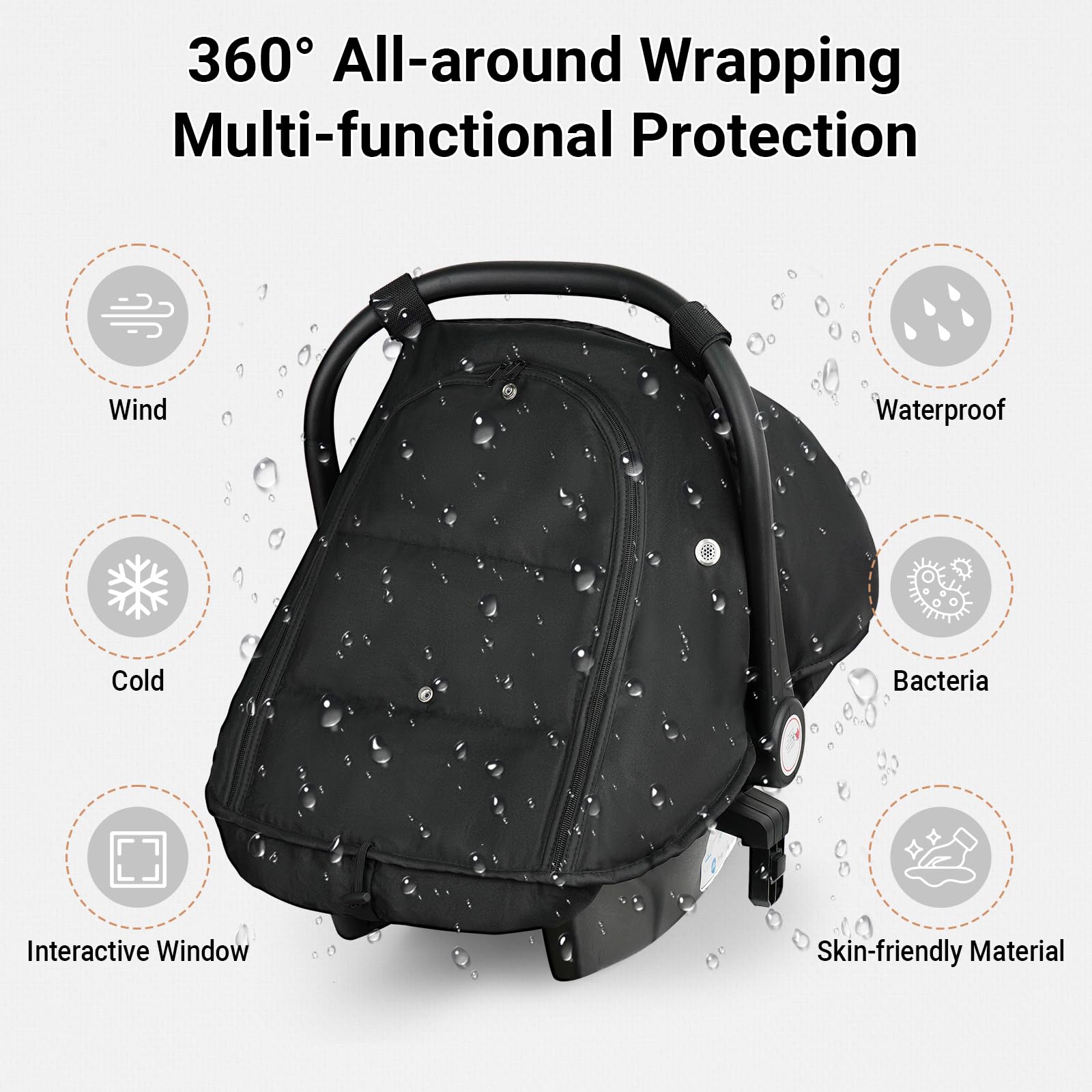 Metplus winter car seat cover fleece lining adds warmth and comfort for cold rides.
