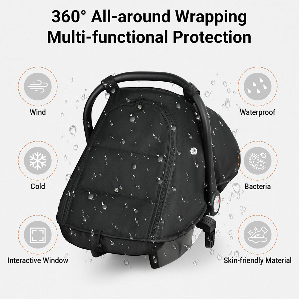 Metplus winter car seat cover fleece lining adds warmth and comfort for cold rides.