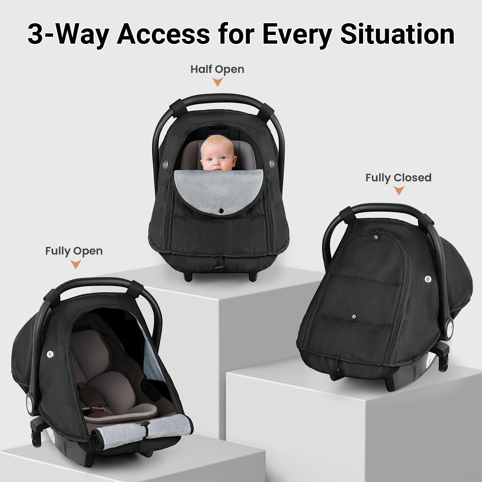 Metplus winter car seat cover secure-velcro straps keep edges fastened against wind.