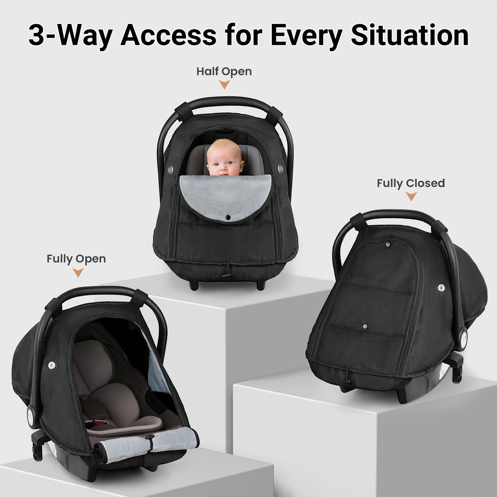 Metplus winter car seat cover secure-velcro straps keep edges fastened against wind.