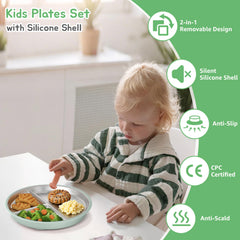 MEUIS suction toddler plates set divided-plates shows separate portions for easier self-feeding