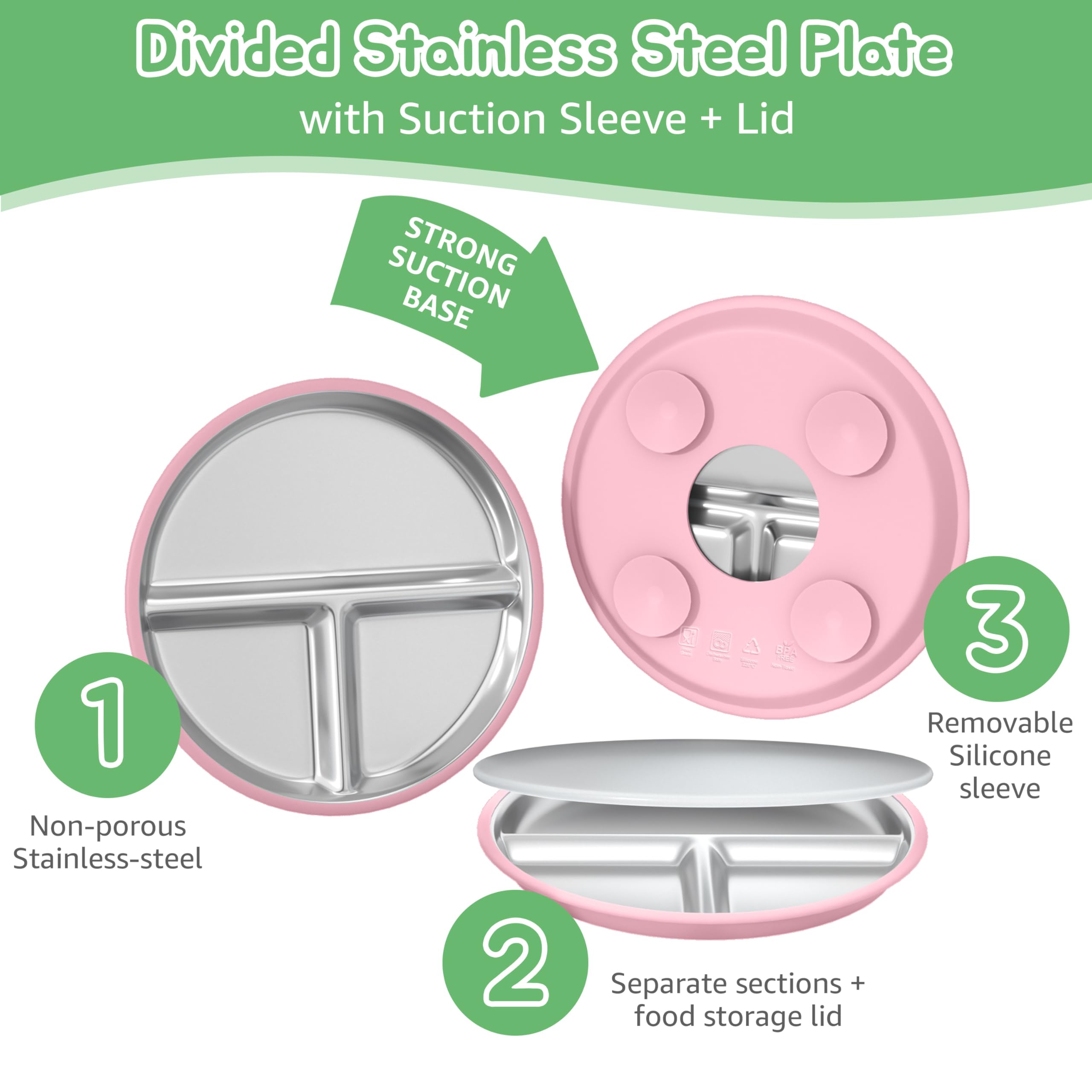 MEUIS suction toddler plates set silicone-sleeves showcases food-grade protective sleeves