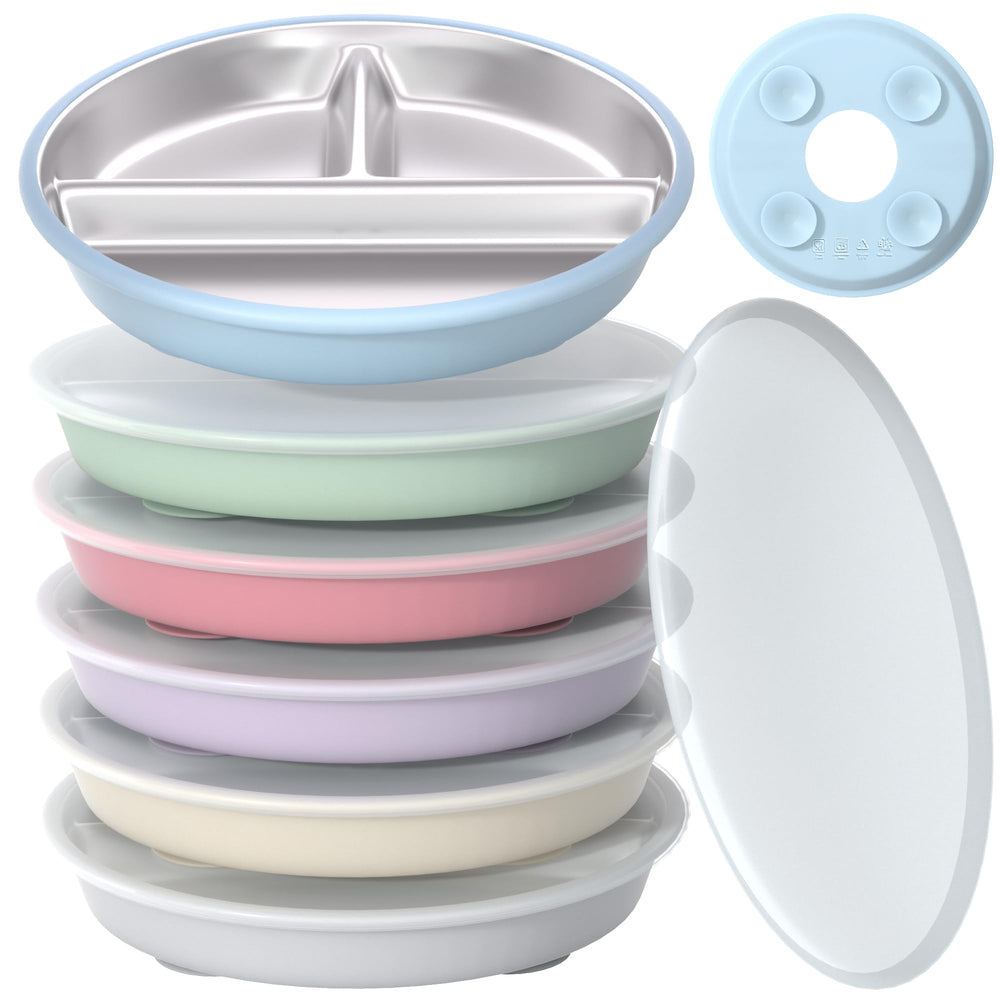 MEUIS suction toddler plates set suction-base keeps meals neat for spill-free dinnertime