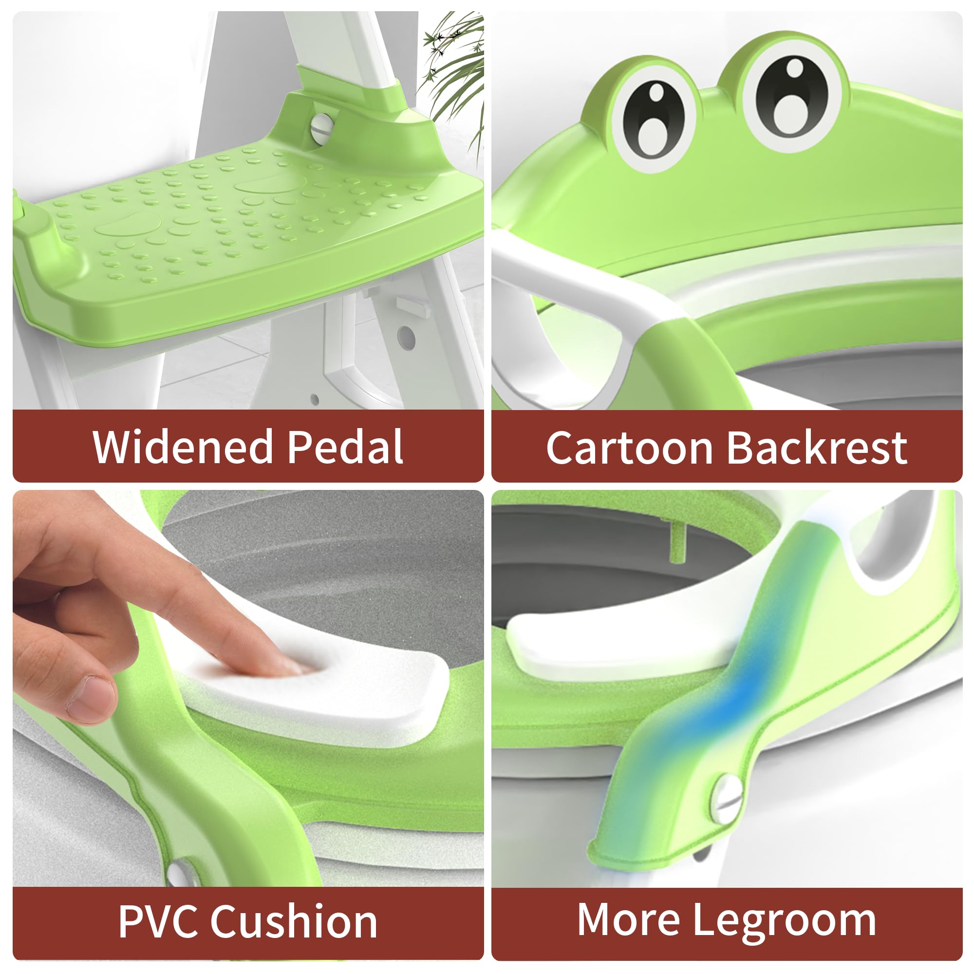 MeuLife potty training seat green in-bathroom usage demonstrates easy transfer between toilet and sink.